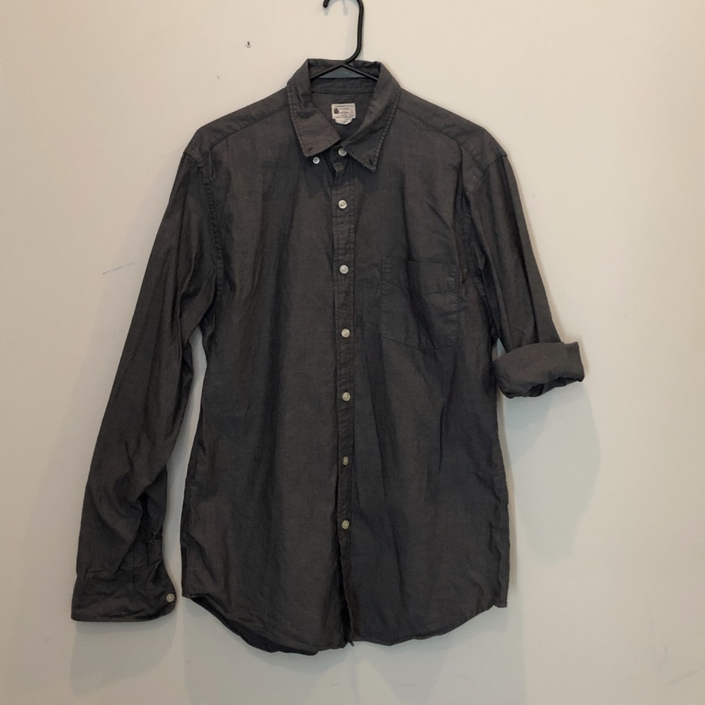 J. Crew Men's Medium Sunwashed Oxford Grey Shirt